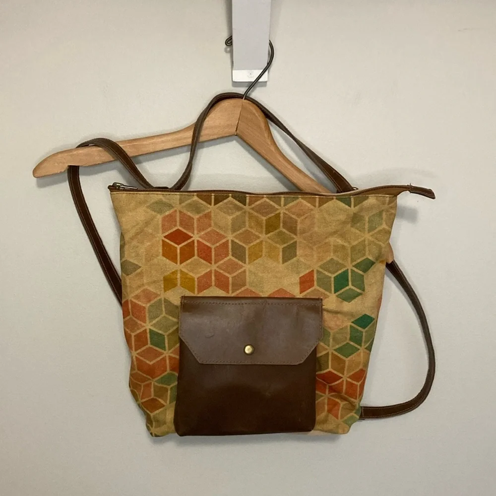 Cott n Curls Sling Backpack Bag Purse, Front Pocket, Fall Colors